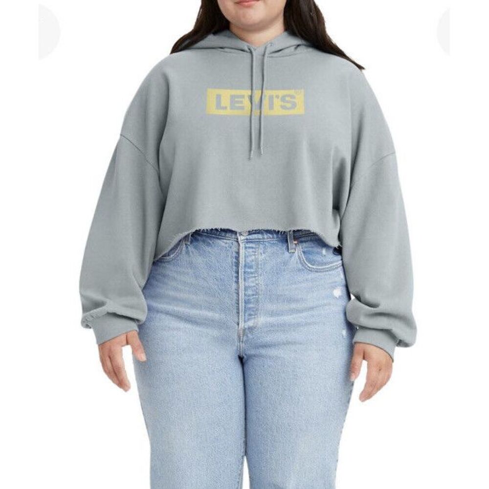 Levi's Women's Graphic Crop Seasonal Hoodie Sz XXL Light Sea Green New With Tag